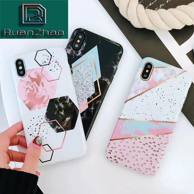 

For iphone X Plating TPU Phone Case For iphone 6 6s Plus 7 8 plus Case Shiny Laser Marble Cover For iphone 8 7 6 plus Cases X /7