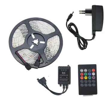 

5m 10m RGB LED Strip 12V Music LED Controller 15m Waterproof LED Diode Tape SMD 2835 60 leds Neon Ribbon+EU 2A 3A Power Adapter