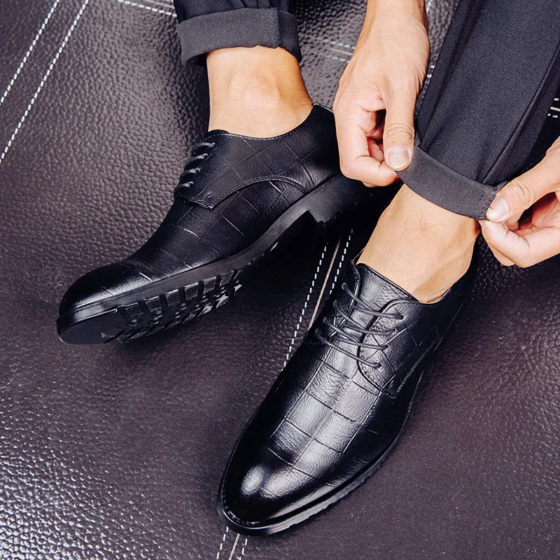 men shoe pointed toe italian formal dress leather silver ballet flats male footwear luxury brand 2017 derby oxford shoes for men (33)