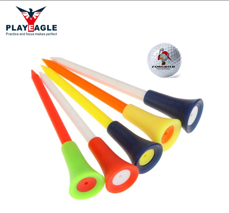 Hot Sale 50 Pcs/bag Multi Color Plastic  Golf Tees 83mm Durable Rubber Cushion Top Golf Tee Golf Accessories