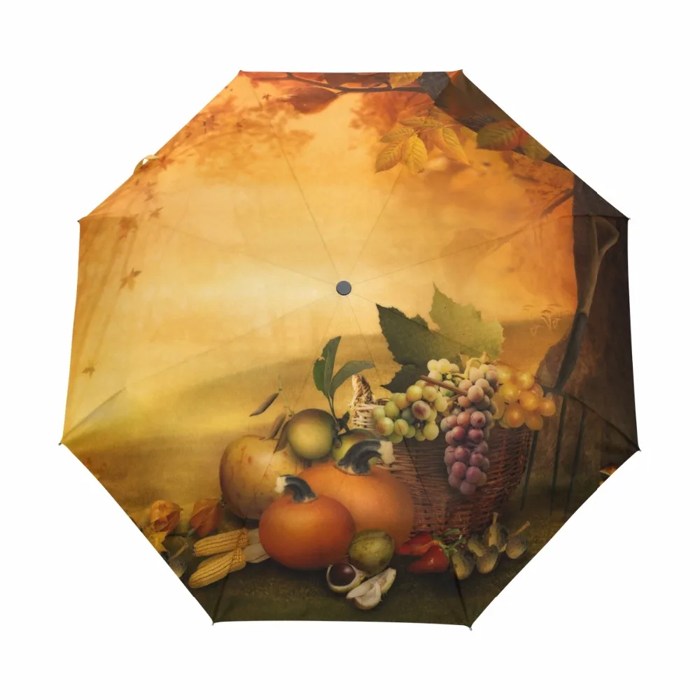 

Rain Women Umbrella Sunshade Anti UV Protection 3 Folding Full Automatic Backpack Umbrella 100% Polyester Windproof Umbrella Sun