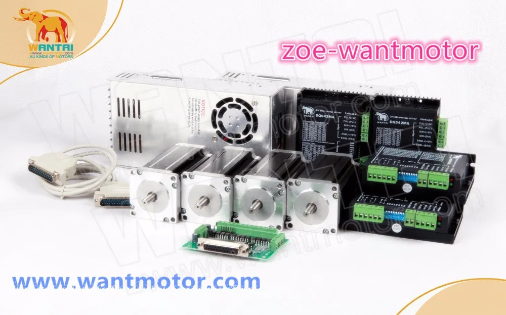 CNC Wantai 4Axis Nema 23 шаговый двигатель двойной вал 57BYGH115-003B + Драйвер DQ542MA 50 в 4.2A 128Micro Foam