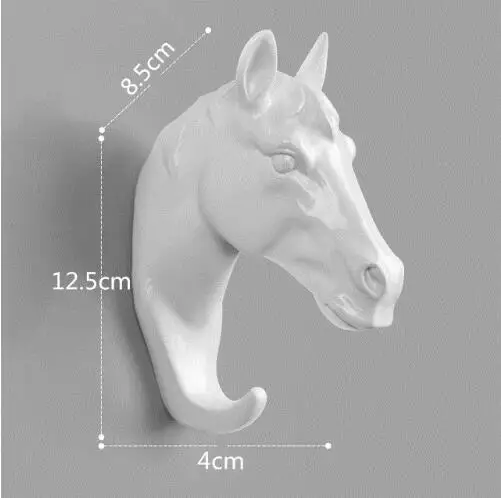 1PCS home decoration natural resin animal hook wall storage clothes hat key organizer giraffe elephant rhinoceros hook - Цвет: N