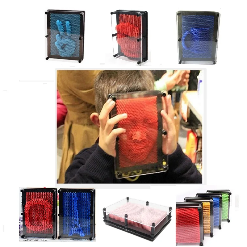 

1PC Plastic toy funny game Pinart 3D clone shape pin art Shoumo variety colorful needle child get face palm model