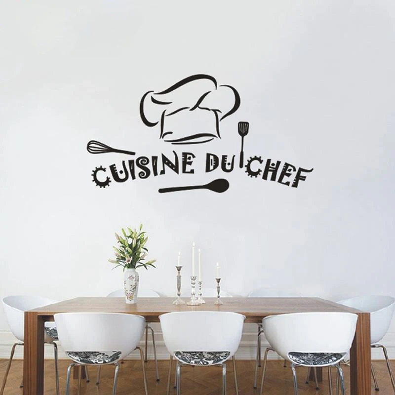 G99 Autocollants Cuisine du chef français Vinyle Stickers Muraux Papier