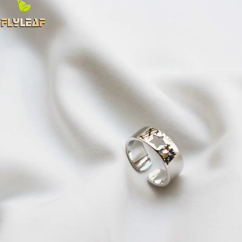 

100% 925 Sterling Silver Jewelry Open Rings For Women Hollow Star High Quality Personality Femme Ins Style Tail Ring For Men