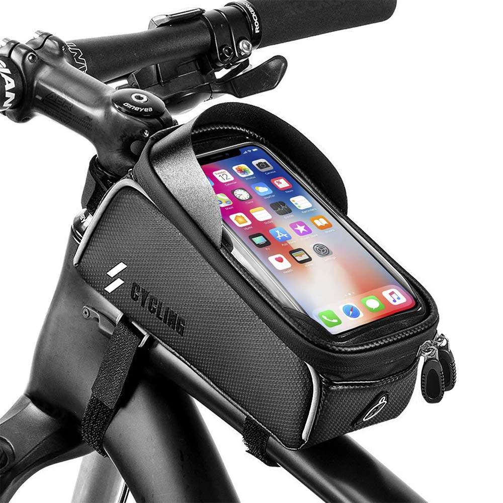 6.2 Inch Waterproof Touch Screen Bike Bag Front Frame Top CellPhone Mountain Bag