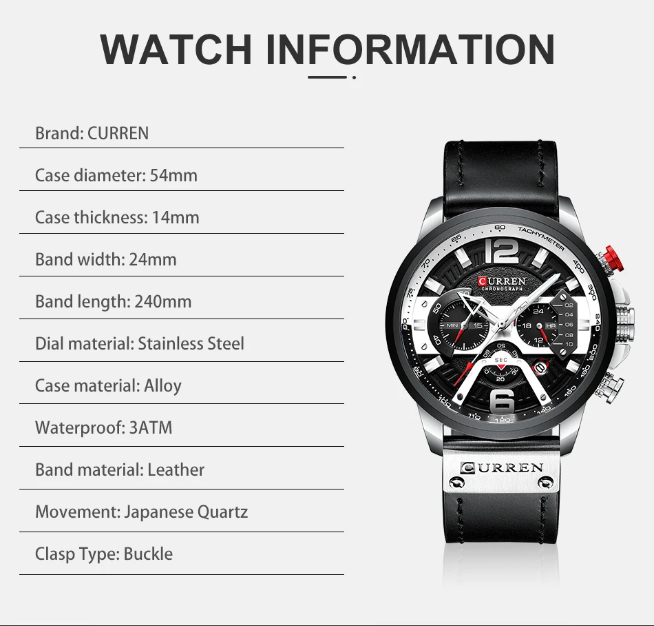 2019 Top marka CURREN modne męskie zegarki wojskowy skórzany wodoodporny kwarcowy zegarek męski Sport chronograf Relogio Masculino -
