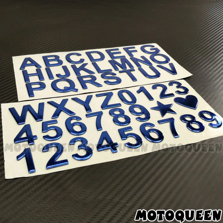 47 шт., 3D наклейки на мотоцикл, автомобильные наклейки, арабские цифры, английские буквы, цифровые, сделай сам, знак, украшение, 28 мм, высота, номер адреса - Цвет: Blue