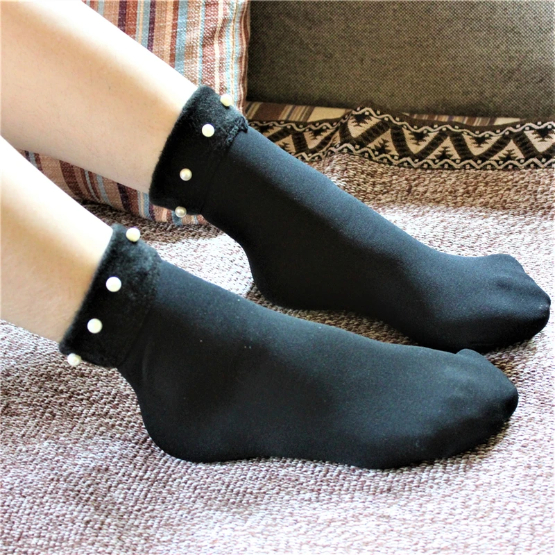 靴下とビーズ原宿 Invierno 韓国黄黒日本足首靴下女性の冬のファッション冬暖かい韓国スタイルの女性 Socks Aliexpress