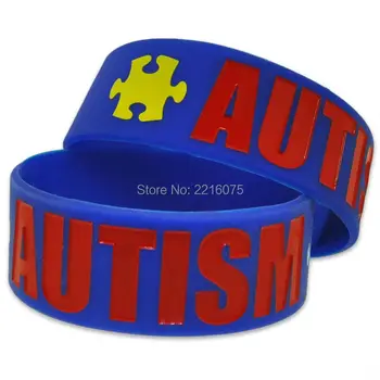 

300pcs one inch Autism Awareness Puzzle Piece Wide wristband silicone bracelets free shipping by DHL express