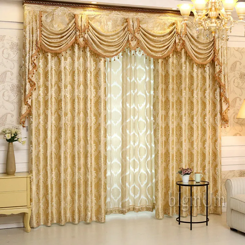 Cortinas de lujo cenefa para sala de estar dormitorio cortinas jacquard para decoración de la casa.jpg