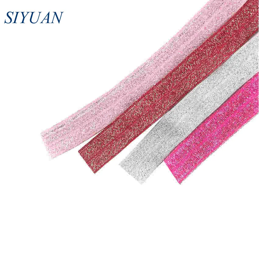 

10yard/lot Shiny Fold Over Elastic FOE Spandex Band Kids Hair Tie Headband Dress Lace Trim Sewing HB053Y