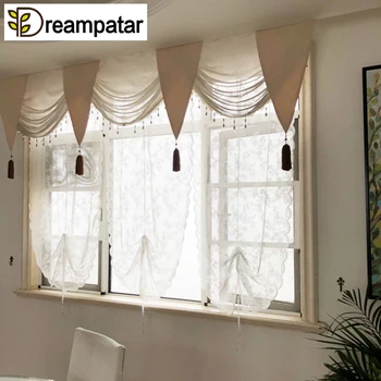 

European American Country Romantic White Lace Princess Curtain Fashion Multi-Functional Fabric Curtain Roman Blind ML52B