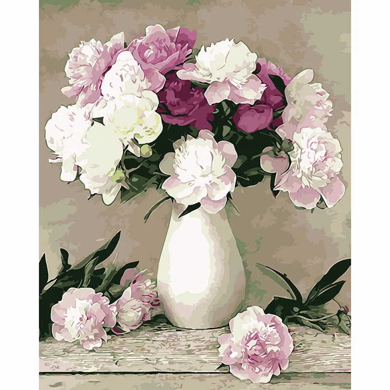 Acrylic Picture Flowers Diy Digital Painting By Numbers Kits Coloring