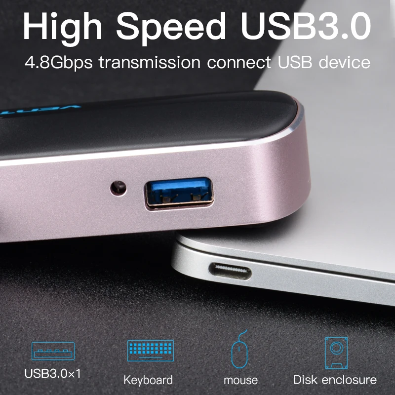 Vention type C вход VGA/HDMI/USB 3 0 выход разветвитель от 1 до Тип 4 К для macbook pro ноутбук экран