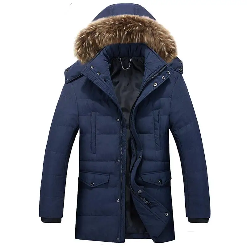 HEISMR. C новая мужская зимняя куртка, Мужская брендовая шапка, съемная стеганая Повседневная парка с капюшоном и меховым воротником, теплая верхняя одежда, куртка HJK60