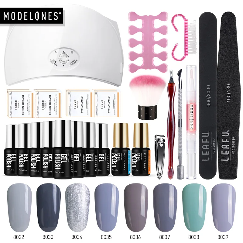 Modelones 22 шт./лот 36 Вт Светодиодная лампа для ногтей маникюрный набор для маникюра, в который входят комплект Smart Сенсор УФ-лампы для ногтей уход, маникюр инструменты гель Наборы