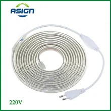 1Set AC 220V LED Strip Light 5050 SMD Waterproof Silicone Tube 1M/2M/3M/4M/5M/6M/7M/8M/9M/10M/15M/20M 60LEDs/M + EU Power Plug
