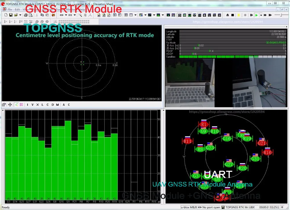 TOPGNSS UAV UGV GNSS RTK Module  ublox m8p 16
