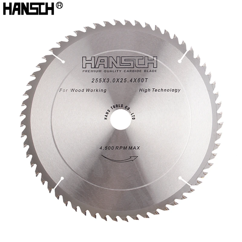 Полотно циркулярной пилы HANSCH 10 дюймов/255 мм карбид 60/80/100/120 т зубцы для резки