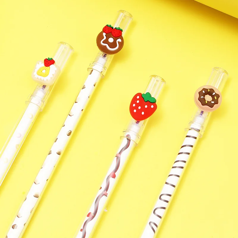 

3PCS Cute Strawberry Doughnut Erasable Gel Pen School Office Supply Student Stationery 0.4mm
