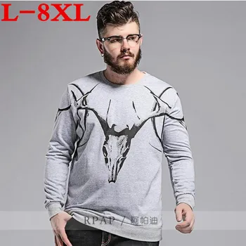 

LONGHONGYU plus size 8XL 7XL 6XL 5XL4XL New Autumn Long sleeve T-shirt men pullovers o-neck letter Shirt Cotton Causal big size