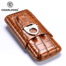 Портативный кожаный чехол для сигар 2 трубки держатель хьюмидор для сигар коробка с металлической сигары резак TH-1002