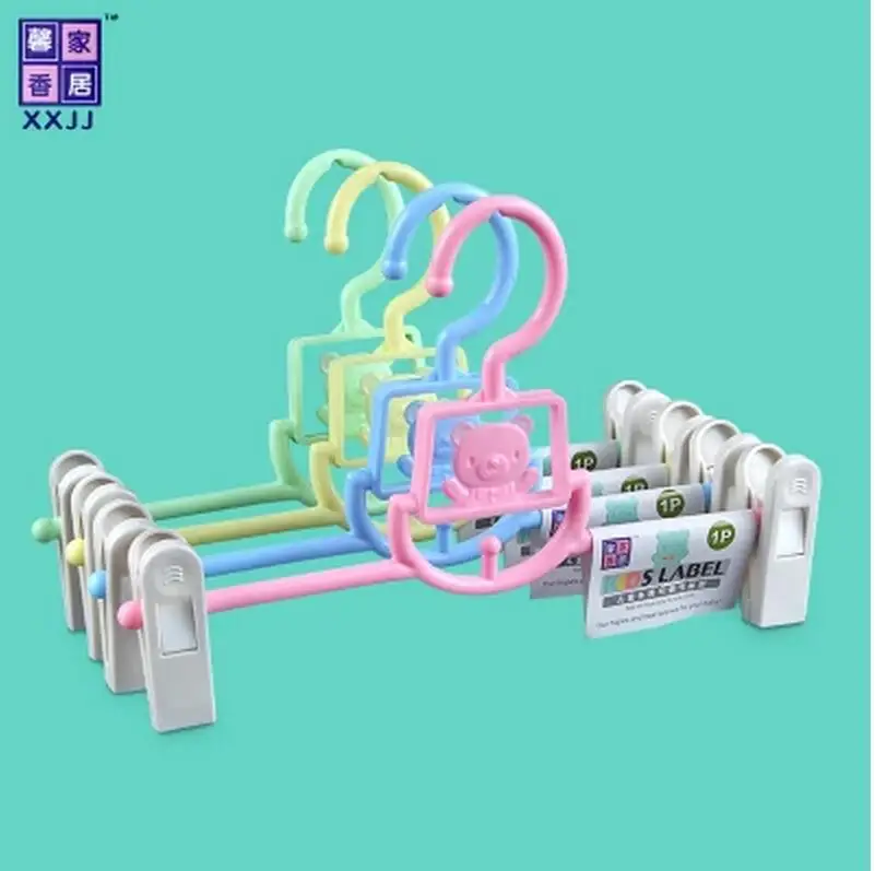 5pcs/lot 27cm Children's trousers clips Baby clothes rack Cartoon hanger Multi-purpose clothing store