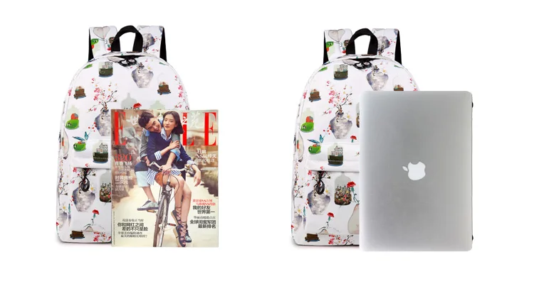 WINNER High Quality Art Flower Bottle Printed Backpack For Teenager Girls Student School Bags Travel Rucksack Mochila 2018 (1)
