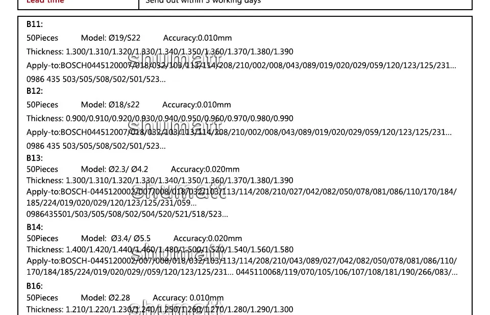 Инжектор регулировки шайбы прокладки прокладка Common Rail запчасти ремонтные комплекты для Bosch Denso B11 B12 B13 B14 B16 B22 B25 B26 B27 B31