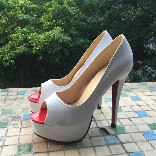 2015-new-brand-Women-Pumps-sexy-platform-Patent-leather-14-cm-high-heels-fish-head-red (3)