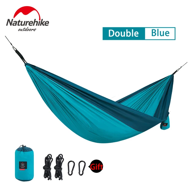 Best Offers Naturehike 2 person Double Colors Hammock Outdoor Camping Ultralight Flyknit Hamaca Garden Handing Bed Portable Travel Hamac 