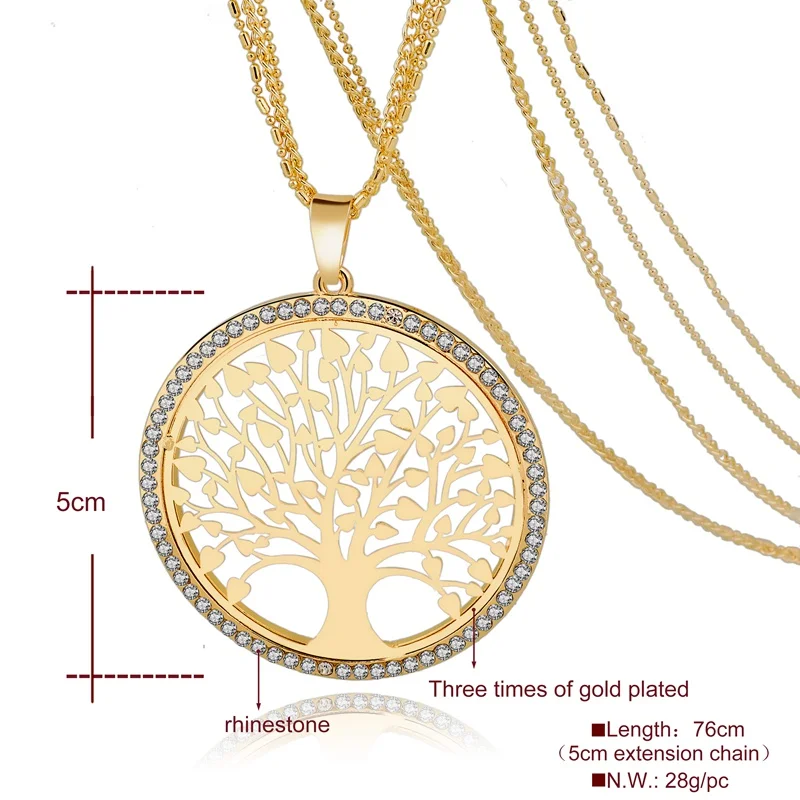 SZELAM золотое дерево жизни комплекты украшений для женщин ожерелье серьги браслеты свадебные аксессуары ювелирный набор из кристаллов SET160007