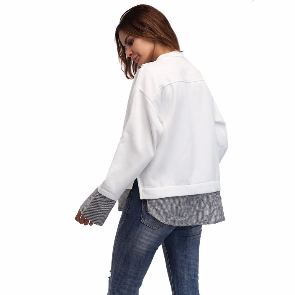 Fake 2 Piece Autumn Women t shirt 2017 Long Sleeve Loose T shirt for women T Shirt Femme Casual Tops&Tees One size for all (11)