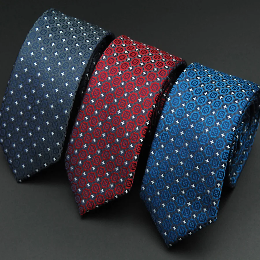 

Factory 6CM Classic Polyester Silk Mens Skinny Ties Floral Polka Dots Accessories Jacquard Woven Formal Party necktie Neck Tie