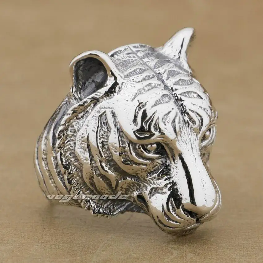 

Huge Heavy Open Size Adjustable 925 Sterling Silver Tiger Ring Mens Biker Punk Style 9M005-Open US Size 6 to 15