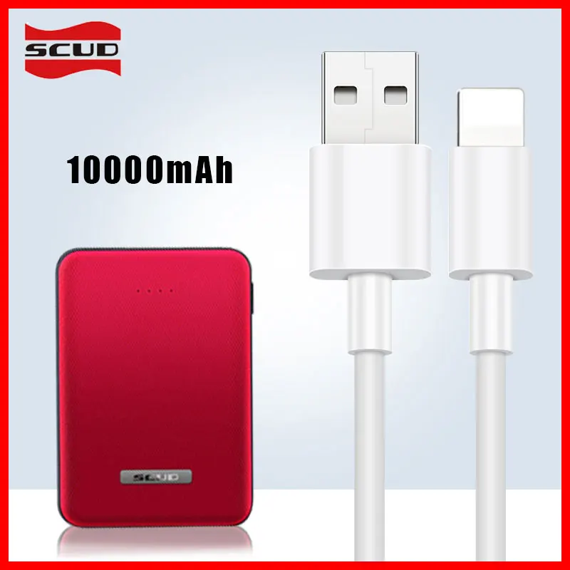 Scud mini power bank 10000 мА/ч + 1 м USB кабель маленький тонкий Быстрый внешний аккумулятор