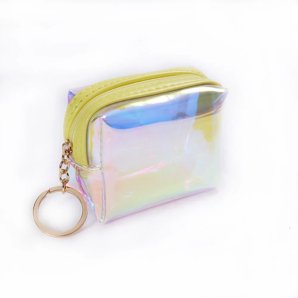 Голографический Детский кошелек для монет мини кошелек женский кошелек на молнии портативный прозрачный маленький ключ сумка Кошельки для маленьких детей - Цвет: Yellow