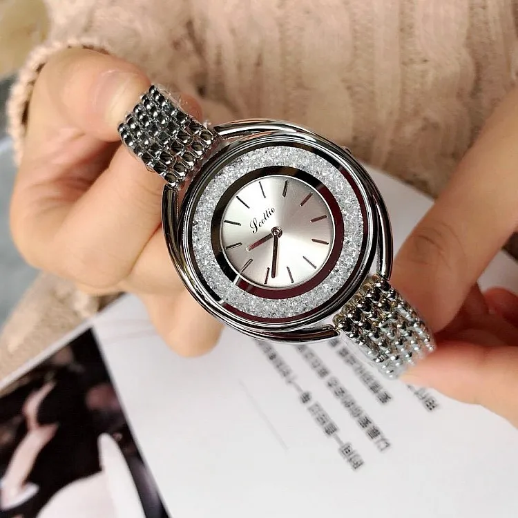 Дропшиппинг Мода зыбучие пески простой женские часы браслет Наручные часы сталь Ремешок кварцевые женские часы reloj mujer