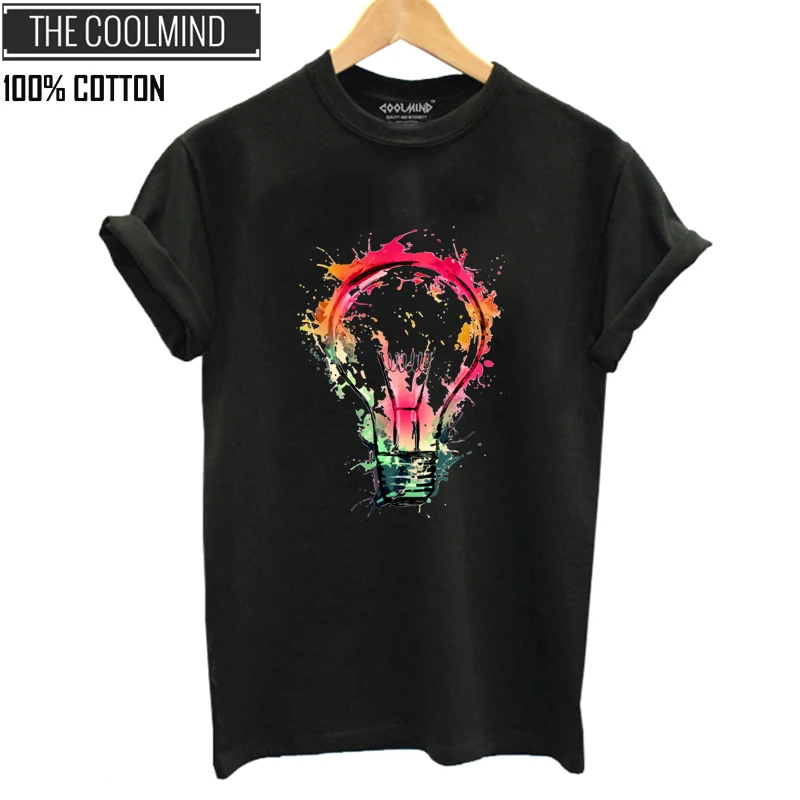 

COOLMIND QI0321B 100% cotton short sleeve summer cool print women tshirt casual summer loose t shirt women o-neck loose t-shirt