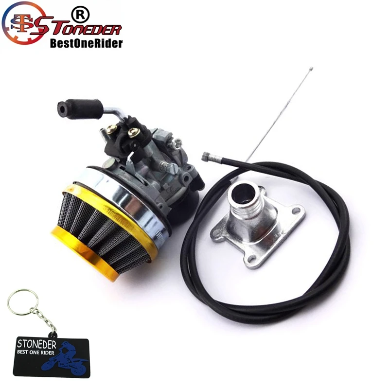 STONEDER Gold Racing Carburetor Air Filter Gas Throttle Cable Intake Mainfold For Mini ATV