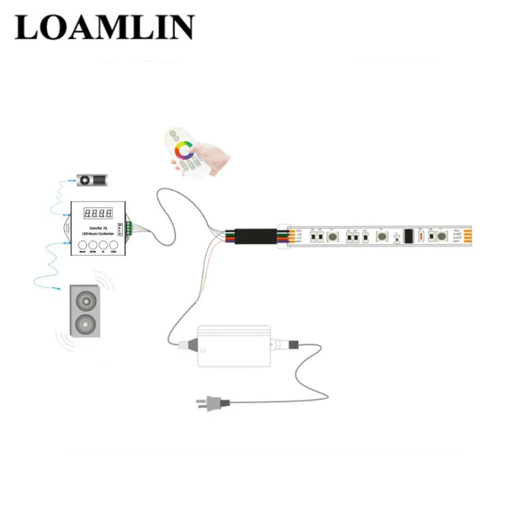 Цветной СВЕТОДИОДНЫЙ музыкальный контроллер X2 Φ RF Touch Remote WS2812B WS2811/WS2813/USC1903