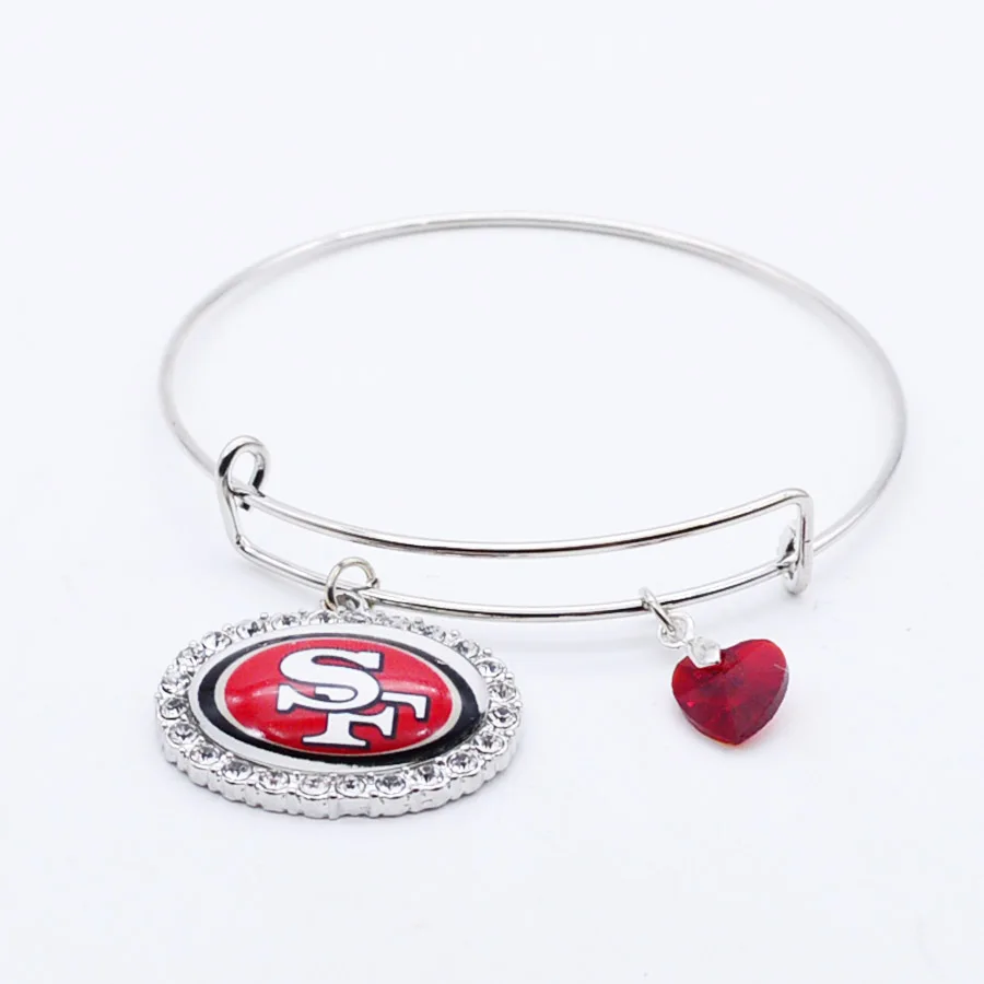 Football Bracelet Rhinestone Charms San Francisco 49ers Bracelets