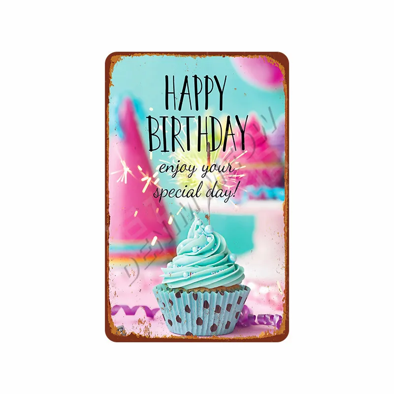 Colourful Delicious Ice Cream Vintage Metal Tin Sign Kitchen Bar Cake Shop Plaque Retro Iron Painting Poster Wall Art Decor WY67