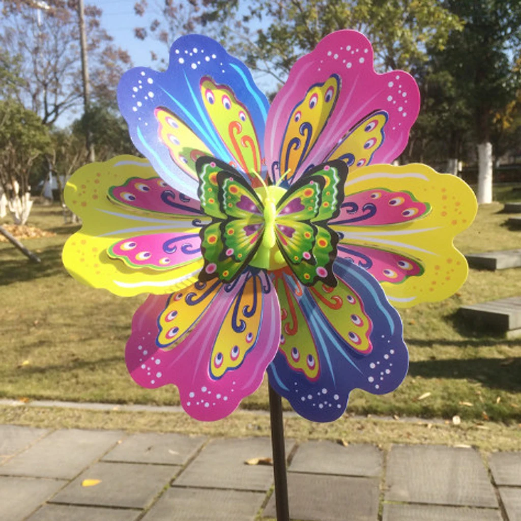 3D Butterfly Colorful Windmill Wind Whirligig Yard Garden Decor Kids Toy