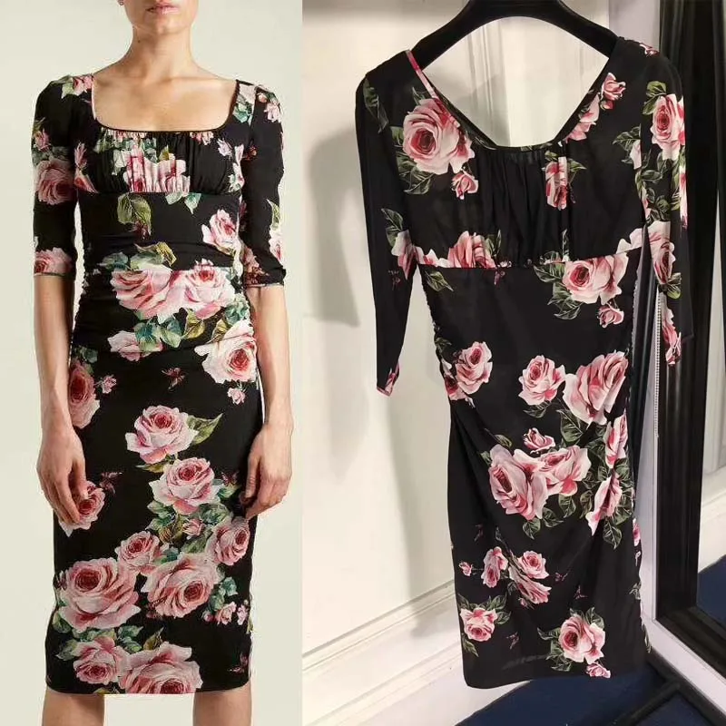 Dress fashion oodji 2018 vestidos dresses for women slik dress female vintage sexy party dress black print office dress sarafan