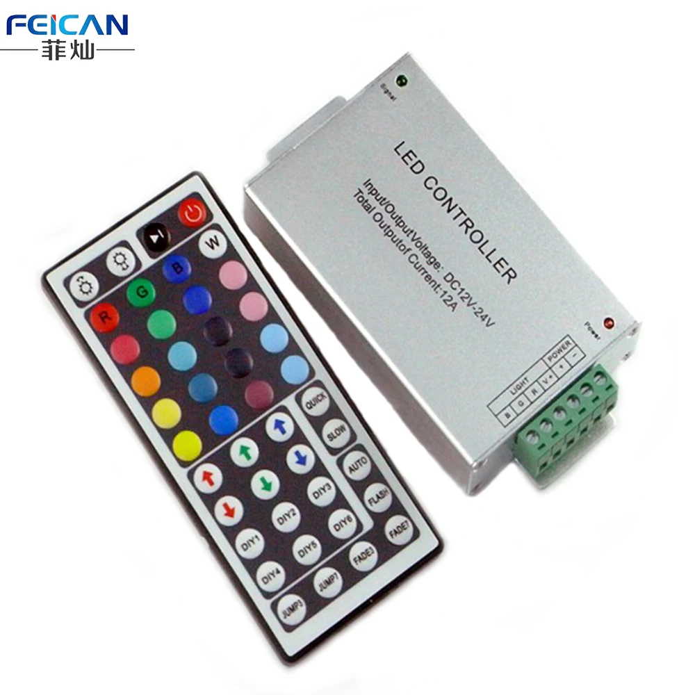 RGB LED Controller DC12 24V 4A*3Channel 44 keys IR Remote Control ...