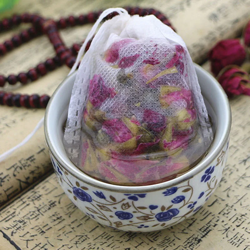 

100pcs Empty Tea Bags String Heat Seal Filter Paper Herb Teabags for Tea, Spice and Herbal Powder Accessaries 5.5 x7cm