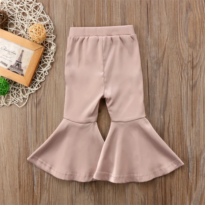 Модные яркие расклешенные брюки для новорожденных девочек; леггинсы; повседневные брюки стрейч 2-7Y